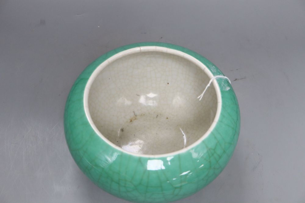 A 19th century Chinese green crackleglaze bowl, height 13cm